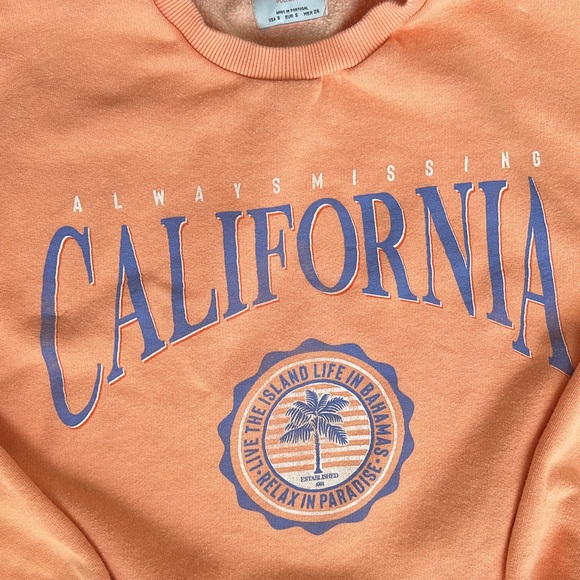 ASOS Pull&Bear California varsity sweatshirt crewneck orange S - Picture 6 of 9